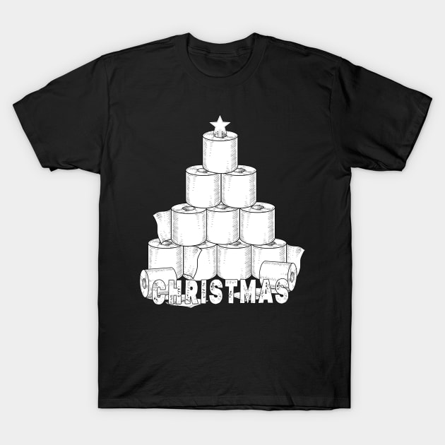 White Toilet Paper Christmas Tree, Funny Xmas Gift, Holiday Party T-Shirt by kirayuwi